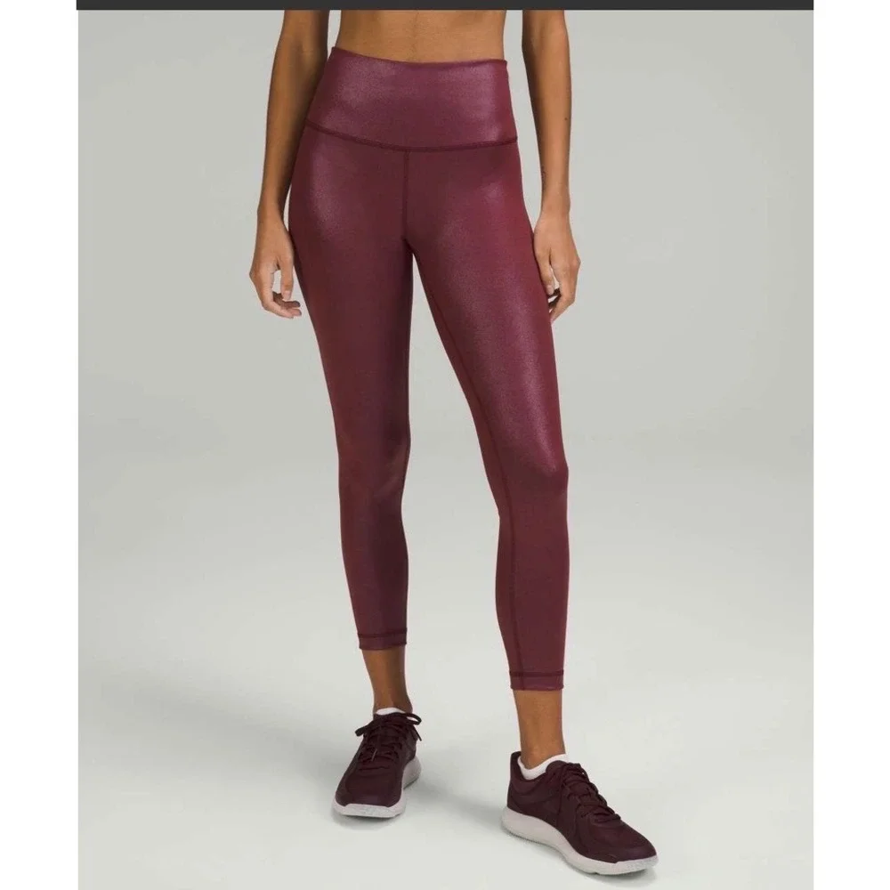 Lululemon Wunder Train High Rise Tight 25 Foil Red Merlot Burgundy LW5EB3S 4